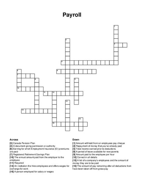  What is a Payroll Deduction Crossword Clue? 